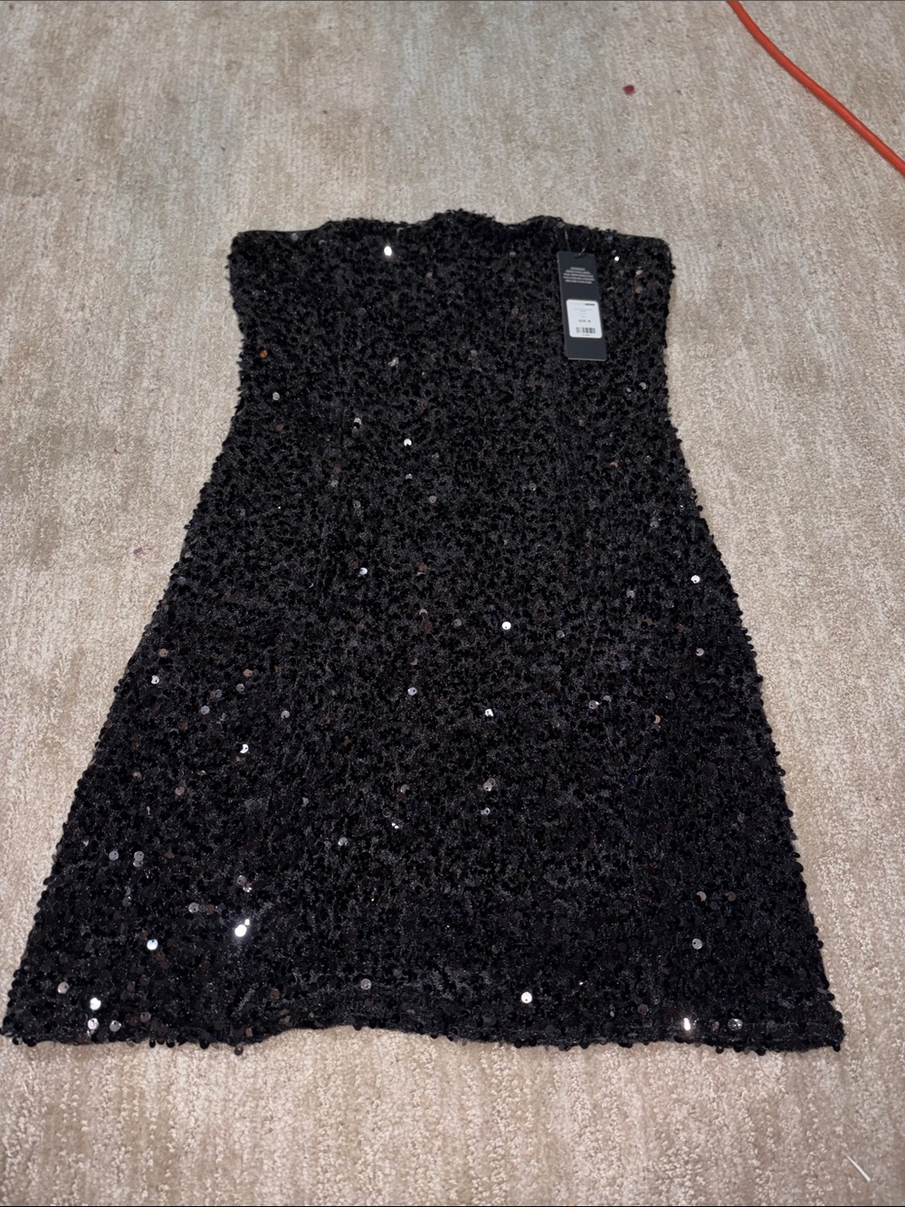 Fashion Nova Black Sequin Strapless Mini Dress